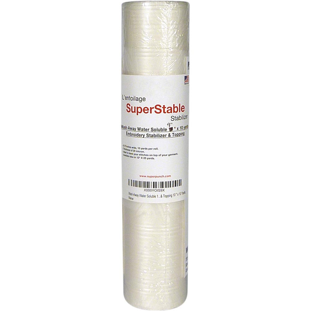 Wash-Away Water Soluble Stabilizer 9 x 10 Yard Roll. SuperStable Embroidery Stabilizer & Topping