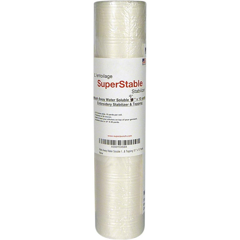 Wash-Away Water Soluble Stabilizer 9 x 10 Yard Roll. SuperStable Embroidery Stabilizer & Topping