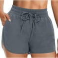 thumbnail image 1 of Économies d'Été RBCKVXZ Shorts à Cordon pour Femmes Athlétiques Taille Haute Décontractés pour la Course avec Poches Gris P, 1 of 8