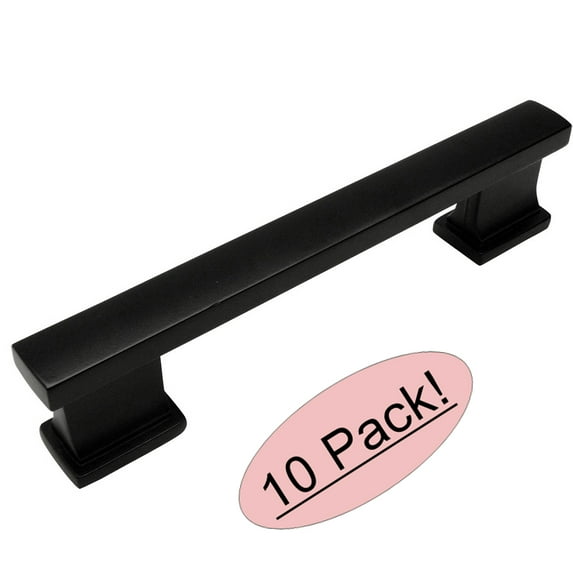 10 Pack - Cosmas 702-96FB Flat Black Contemporary Cabinet Hardware Handle Pull - 3-3/4" Inch (96mm) Hole Centers