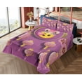 thumbnail image 4 of Ambesonne Emoji Fitted & Top Sheet Set with Shams, Chinese Ornaments Funny Face, Pale Purple Mustard, 4 of 5