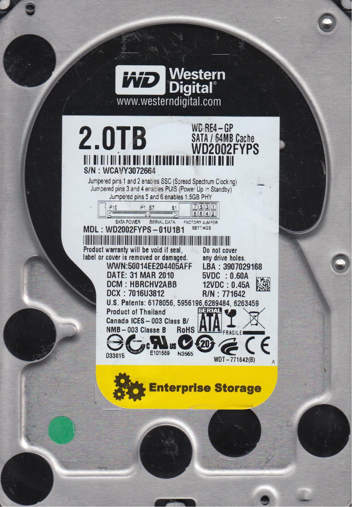 WD40EZRZ-00WN9B0, DCM HANNHTJMAB, Western Digital 4TB SATA 3.5