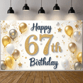 thumbnail image 5 of Glittery Design Happy 67th Birthday Banner Gold Number 67th Birthday Display Colorful Balloons Polka Dot Pattern Birthday Backdrop for 67th Birthday Party Indoor Decoration Photo Shoot, 5 of 8