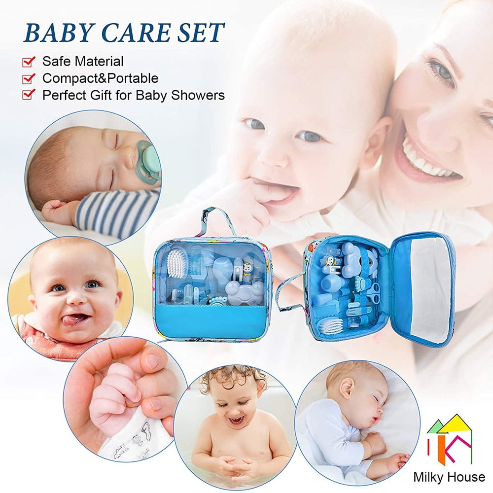 CNKOO Baby Grooming Kit Set Baby Baby Grooming Kit Newborn Nail Kit Baby Medical Care Nail Clipping Comb Tool Set (13 pieces) Blue