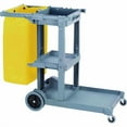 thumbnail image 2 of Janitor's Cart, Plastic, 4 Shelves, 1 Bin, 19" x 45" x 39", Gray | Bundle of 2, 2 of 8