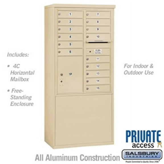 Salsbury Industries Freestanding Private 17 Door Front Load 4C Horizontal Mail Center