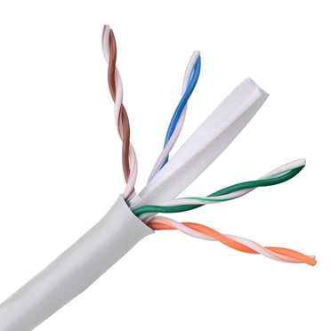 NavePoint Cat6 Ethernet Cable 1000ft - Solid Copper Bulk Cable White CMR Rated