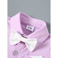thumbnail image 6 of CARETOO Baby Boy Clothes Suits 3M Infant Gentleman Outfits Long Sleeve Dress+Suspender Pants+Bowtie+Beret Hat Wedding Set, 6 of 16