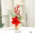 thumbnail image 2 of Desktop Christmas Decoration Featuring Artificial Poinsettia Floral Arrangement With Pine Branch And Berry Accents, Small Burlap Wrapped Tabletop Ornament Suitable For Home And, 2 of 3