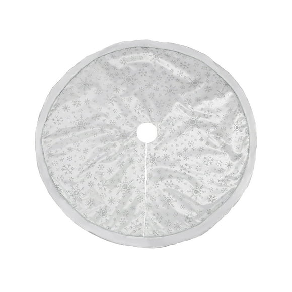 Christmas Tree Skirts Apron Hot Stamping Snowflake Xmas Tree Base Carpet Decoration Apron Wrap Mat Home Party Decoration (Silver)