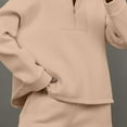 thumbnail image 7 of Oversized Cotton Sweatsuits Tracksuits Two Piece Womens Lounge Outfits 1/2 Zip Sweatshirt Cinch Bottom Sweatpant Sets (XL, Beige), 7 of 7