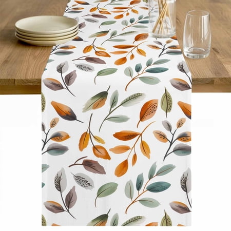 Thanksgiving Eucalyptus Table Runner 48 Inches Long Farmhouse Dress Scarves Fall Leaves Autumn Rustic Plants Dining Tablerunner for Coffee Table/Kitchen Island/Party D&eacute;cor 13 x 48