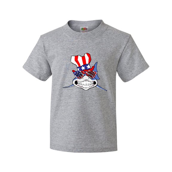 Inktastic 4th of July Patriot Shark Youth T-Shirt