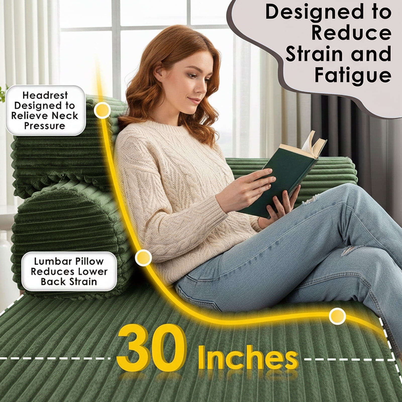 Convertible Sleeper Sofa Bed, 78.5" Modern Futon Sofa Bed for Living Room, Foldable Loveseat Sofa with Memory Foam, Corduroy Floor Mattress Couch, No Assembly Required (Green)