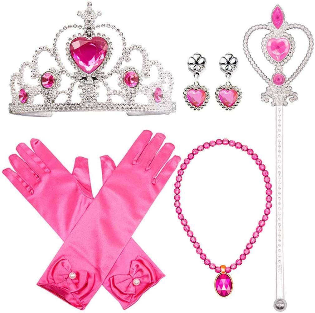 Blue Yansion Princess Dress Up Party Costume Accessories Belle Gift Set for Princess Cosplay Tiara,Wand and Gloves