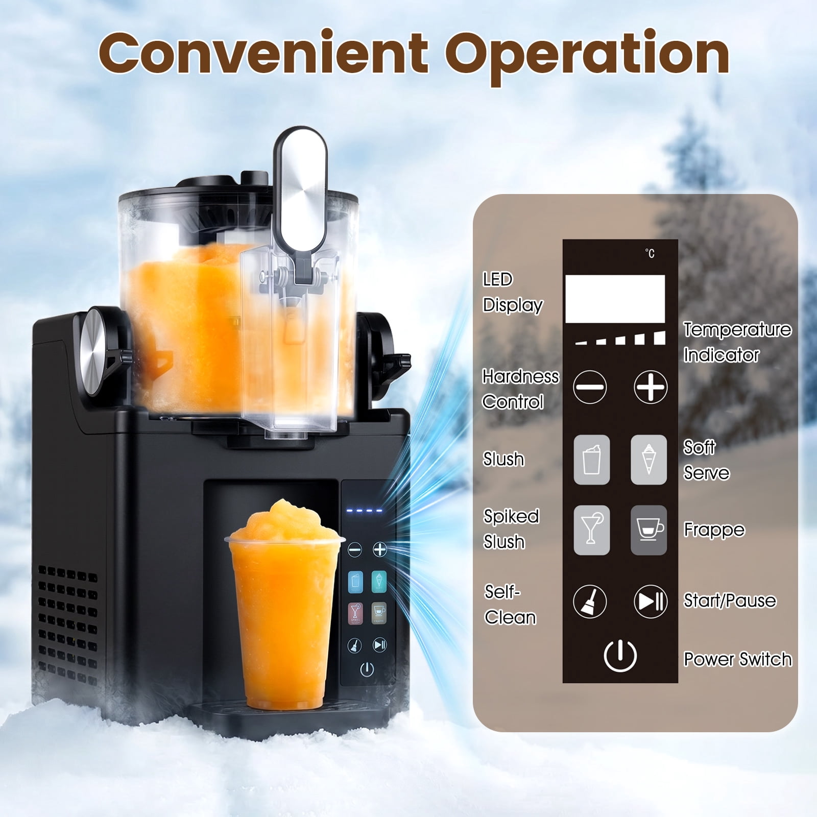 Costway Slushie Machine for Home, 68 oz Frozen Drink Maker & Slushy Machine, 4 Presets Black