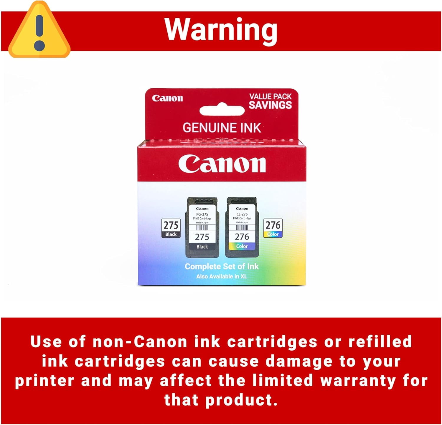 PG-275 / CL-276 Genuine Ink Value Pack (2 Cartridges), Compatible