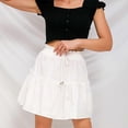 thumbnail image 5 of Women Summer Drawstring High Waist Mini Pleated Skater Skirt Solid Color Flared Ruffle Hem Loose Swing A-line Streetwear Yellow Xl, 5 of 5