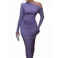 thumbnail image 1 of Robe pour Femme Automne Hiver Française à Manches Longues Coupe Ajustée Robe Maxi Formelle pour Femmes Violet m, 1 of 8