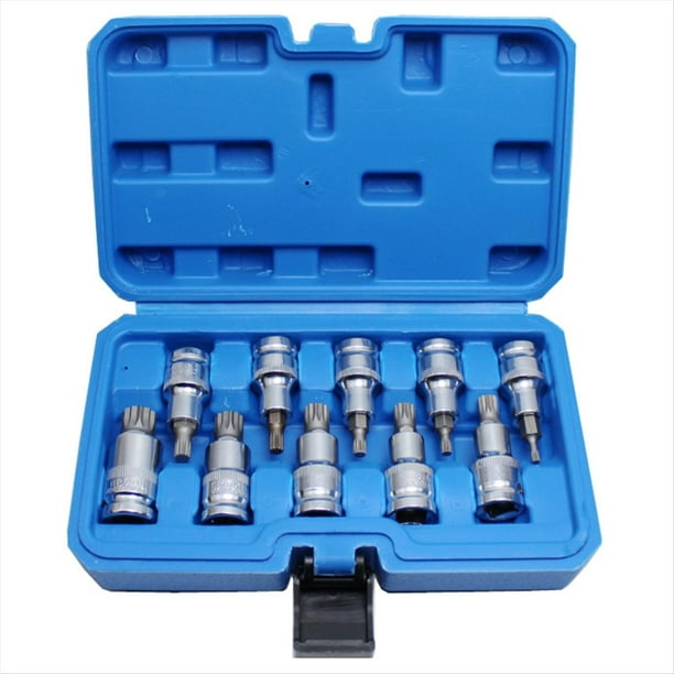 Juego de 10 Puntas Hexagonales de 1/2 Pulgada con Manguito de Seis Ángulos para Llave de Carraca, Herramienta Manual de Reparación de Automóviles.M