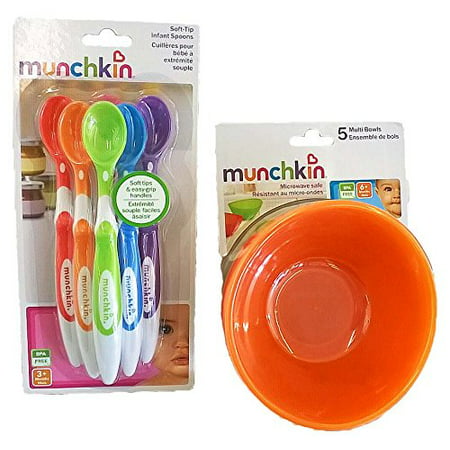 Munchkin 5 Pack Bowl and 6 Pack Spoon Set for (Best Baby Spoons 2019)