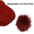 thumbnail image 7 of Muryobao 2 Pcs Womens Winter Knitted Beanie Hat Touch Screen Gloves Set Warm Knit Cuffed Skull Cap with Faux Fur Pom Red Set, 7 of 7