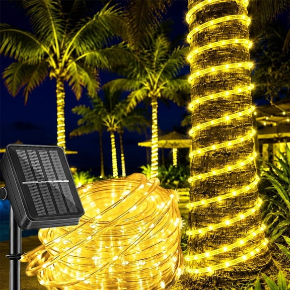 1 pack of solar light rope, 33 feet 100 LED solar light string, 8 modes of solar outdoor lights, flexible transparent tube lights, suitable for garden, backyard, terrace, deck, porch, swimming pool,