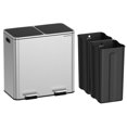 thumbnail image 3 of 10.6-Gallon Dual Compartment Trash Can - Stainless Steel Kitchen Bin with Pedal, Airtight Lids & 15 Bags, Silver/Black, 3 of 8