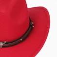 thumbnail image 7 of NOLDARES Cowboy Hats for Kids Vintage Wide Brim Felt Cowboy Hat Girls Cowgirl Hat with Belt Buckle(Red,3-18 Y), 7 of 7