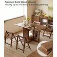 thumbnail image 4 of Muwuele Solid Wood Folding Dining Table with 2 Foldable Chairs Set, Drop Leaf Kitechen Table, Space Saving Extendable for Living Room, 55"W, Walnut, 4 of 10