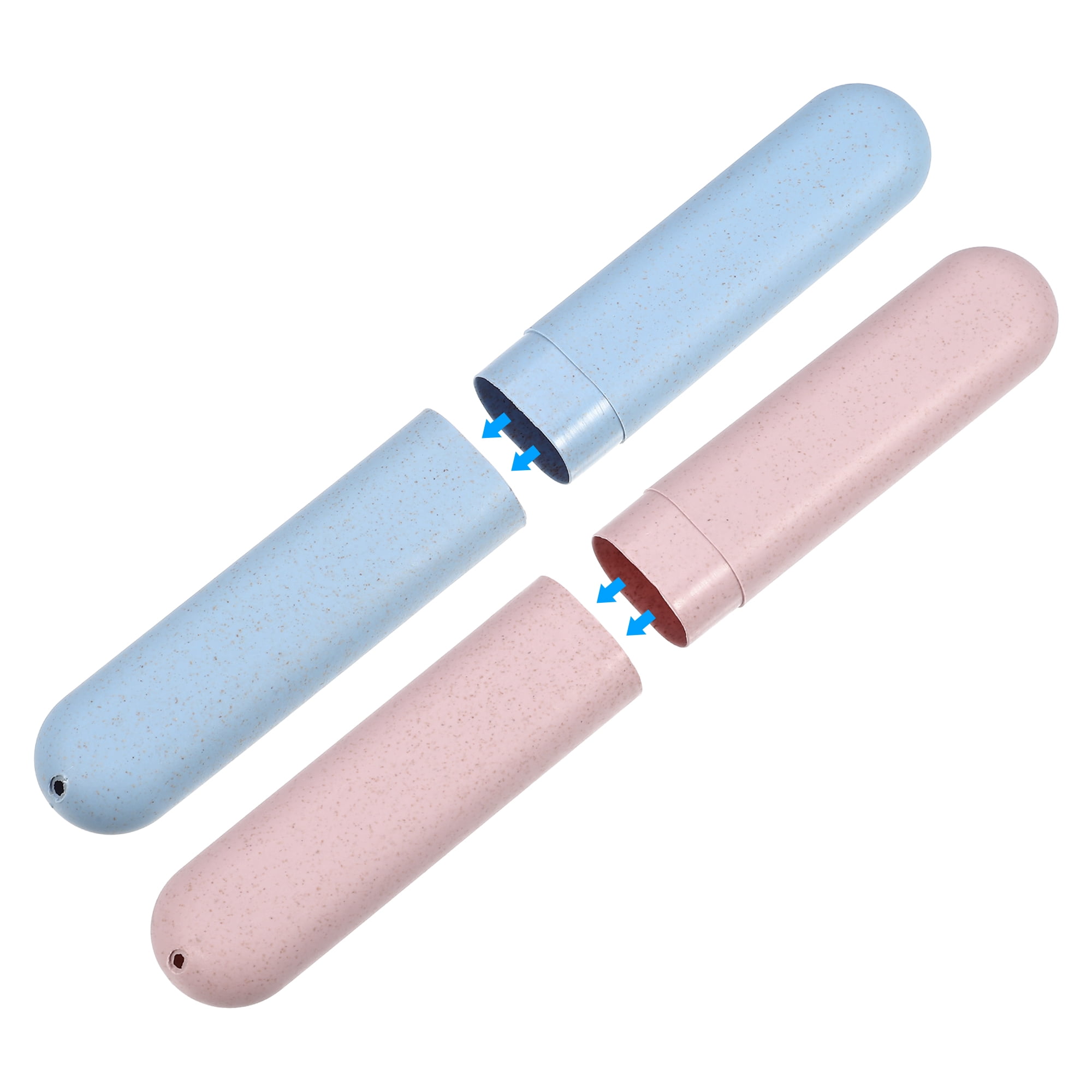 Unique Bargains 4Pcs Toothbrush Holders Case for Travel Blue Pink 8.07"x1.22"x0.83"
