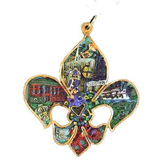 New Orleans Scenery Fleur De Lis Holiday Ornament Christmas Crawfish Streetcar Riverboat with Free Drawstring Pouch / Bag, By Holidays R Us Ship from US