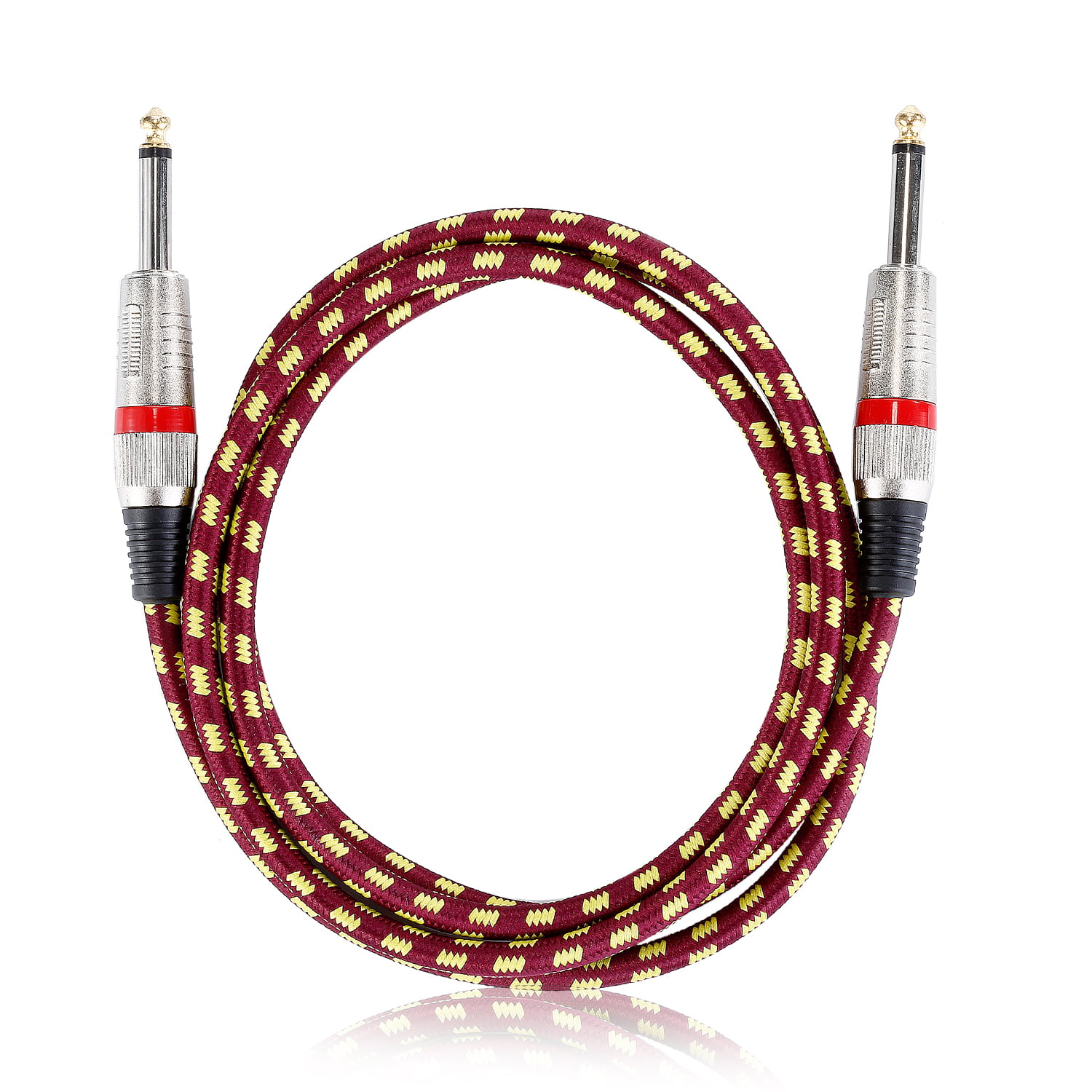 3 Meters Guitar Instrument Cable with Straight 1/4-Inch to Straight 1/4-Inch Red and Yellow Tweed Cloth Jacket Neewer 4 Packs 10 Foot