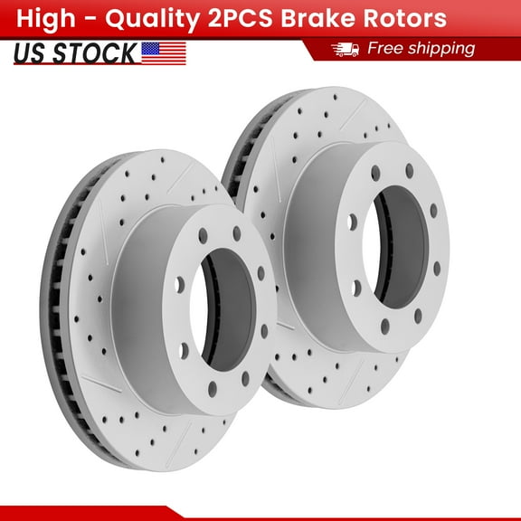 ACB ZONE Front Brake Rotors Set for Ford F-250 F-350 Super Duty, Drilled & Slotted Disc Rotors Kit (680280)