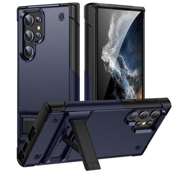 for Samsung Galaxy S23 Ultra Rugged Case, Military Grade Shockproof Anti-Stain Heavy Duty Hybrid Case with Invisible Kickstand, Soft TPU Hard PC Case for Samsung Galaxy S23 Ultra, Navyblue