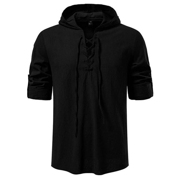pstuiky Camisas casuales de manga larga para hombre, Cárdigan informal con capucha y mangas largas para hombre tops de invierno para hombre xl