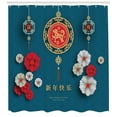 thumbnail image 3 of Year of the Dog Shower Curtain, Chinese Royal Dog Motif with Festive Kanji Symbols Happy Asian New Year, Fabric Bathroom Set with Hooks, 69W X 84L Inches Extra Long, Multicolor, by Ambesonne, 3 of 3