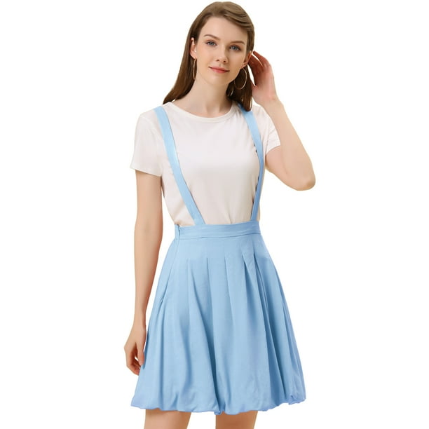 Falda con tirantes Allegra K Acampanada Azul L