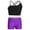 Black&Purple, variant on Girls Yoga Outfit 2pcs Crop Top and Track Shorts Set Athletic Workout Street Dance Outfit Black&Rose XL