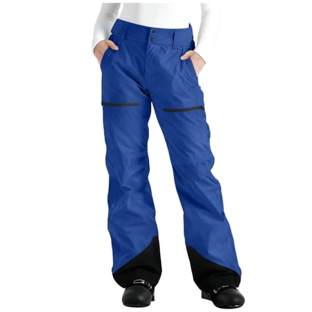 OIOLOYJM Ski Pants Womens Lined Softshell Warm Snowboard Pants Casual Outdoor Business Work Trousers with Pockets Blue 3XL