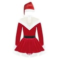 thumbnail image 2 of YiZYiF Kids Girls Christmas Santa Costume Velvet Faux Fur Long Sleeve Dance Figure Ice Skating Dress Red 14, 2 of 7