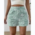 thumbnail image 6 of Women's Floral Jacquard Shorts High Waisted Wide Leg Casual Pants Summer Fashion Jeans with Pockets, 6 of 6