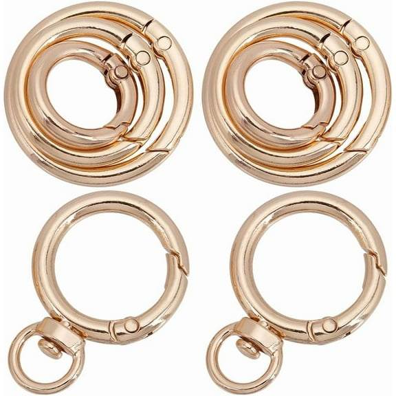 1 Box 12Pcs Round Carabiner Clips Gold Key Ring Hook Bulk Metal Alloy O Closure Swivel Trigger Spring Gate Lanyard Buckles Clip for Keychain Purses Chain DIY Leather Craft Accessories