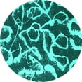 thumbnail image 1 of Ahgly Company Machine Washable Indoor Round Abstract Turquoise Blue Modern Area Rugs, 7' Round, 1 of 4