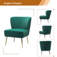 thumbnail image 3 of Velvet Accent Chair Set of 2 Upholstered Adult Side Chairs Gold Leg Home Bedroom Green, 3 of 11