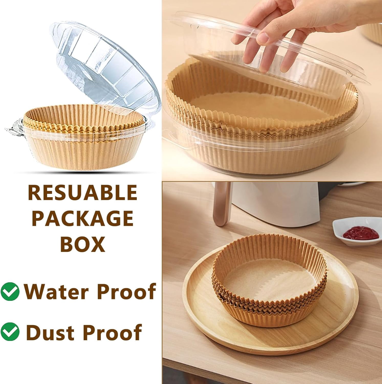 200pcs Air Fryer Disposable Paper Liner, Non-Stick Disposable Air Fryer Parchment Paper Liners, Baking Paper for Air Fryer Oil-Proof, Water-Proof, Food Grade Parchment
