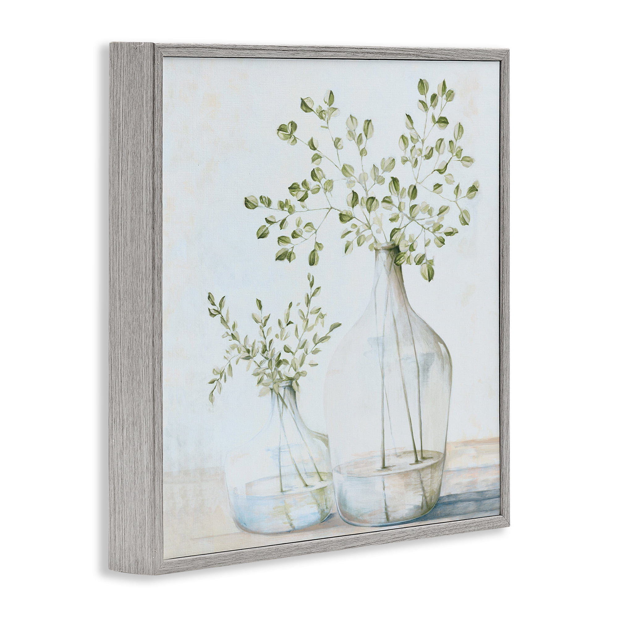 Stupell Industries Charming Vase Still Life Botanical & Floral Painting Gray Framed Art Print Wall Art, 12 x 12