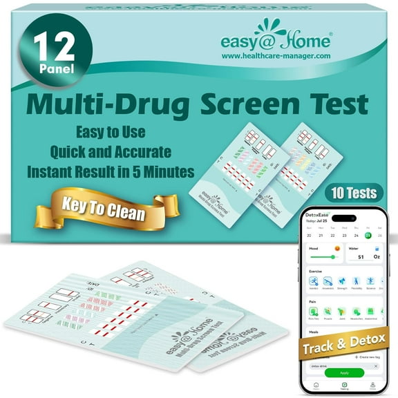 Easy@Home Accurate Instant 12 Panel At-Home Urine Drug Test 10 Piece