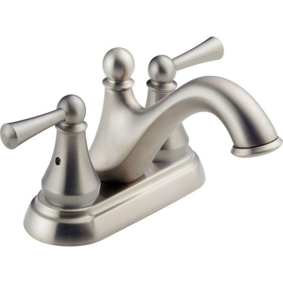 Delta Faucet Haywood Centerset Bathroom Faucet Brushed Nickel, Bathroom Sink Faucet, 2 Handle Bathroom Faucet, Drain Assembly, Stainless 25999LF-SS