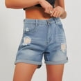 thumbnail image 2 of Ploknplq Shorts for Women,Jean Shorts Womens,Denim Shorts Women,High Waisted Denim Short Jeans Distressed Jeans Shorts,Jean Shorts Womens High Waisted,Boyfriend Shorts for Women Blue 2 S, 2 of 9